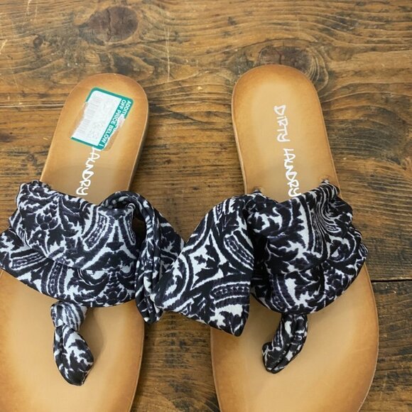 Dirty Laundry Tribal Print Stretchy Slingback Sarong Thong Sandals, Size 8 - Picture 8 of 11